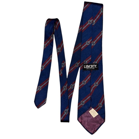 VTG Liberty of London x2 Silk USA Burgundy & Blue Striped Paisley Designer Ties - Picture 4 of 7